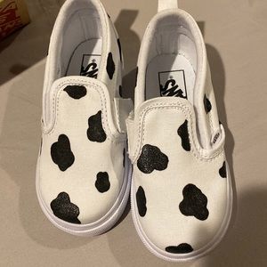 Hand painted cow print vans toddler size 8